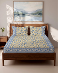 Bagh Yellow 100% Cotton King Size Bedsheet - 200 TC With 2 Pillow Covers