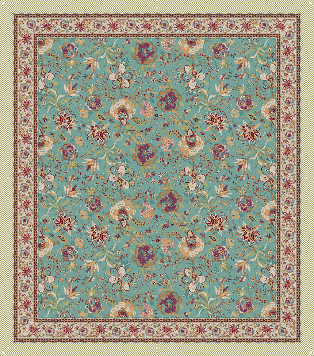 Orchid Teal 100% Cotton Double Bedsheet - 200 TC With 2 Pillow Covers
